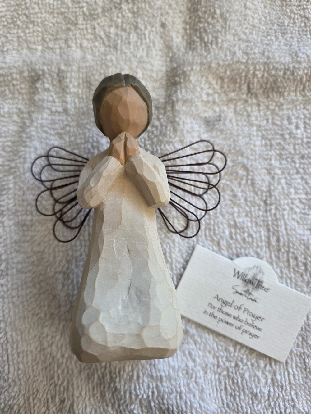 Willow Tree Angel of Prayer Figurine - Cream with Brown Wings